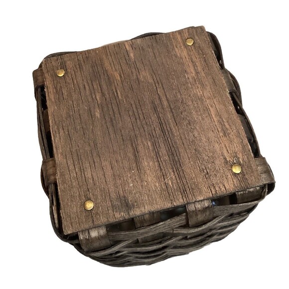 Peterboro Basket Co. Small Square Wooden Basket Swing Handle Great Condition - Picture 9 of 11